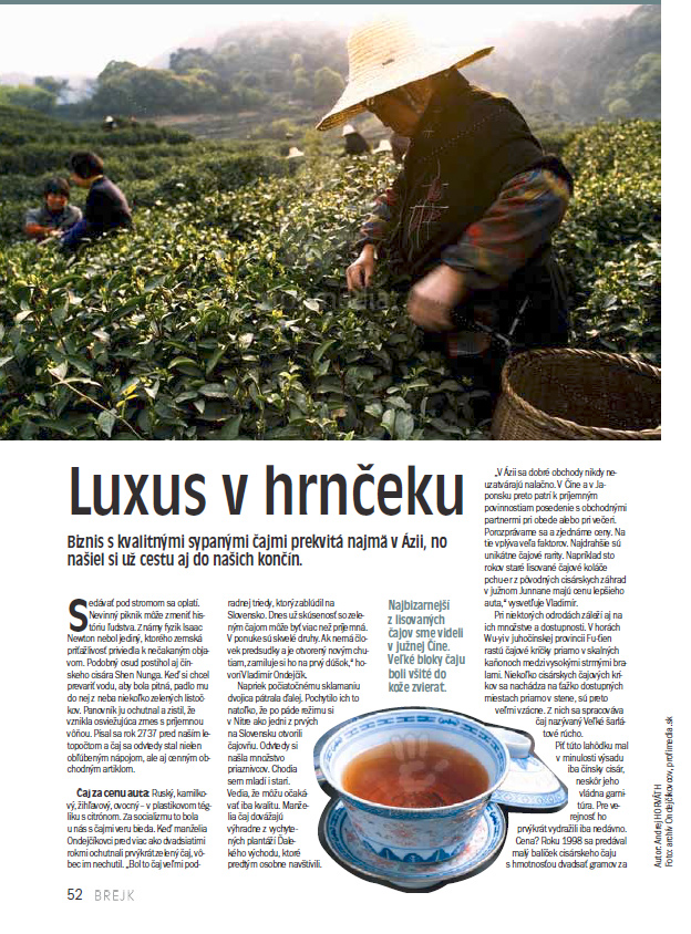 Luxus v hrnčeku  článok o čaji v magazíne Brejk