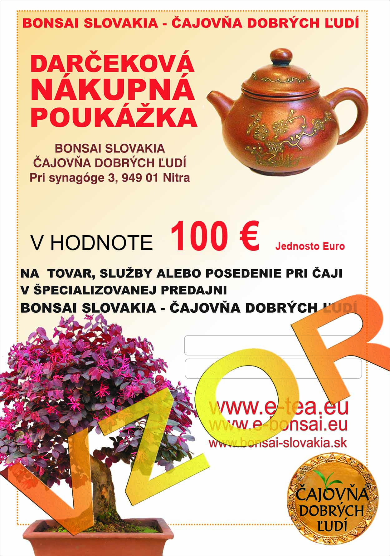 Darčeková nákupná poukážka - hodnota 100 Eur