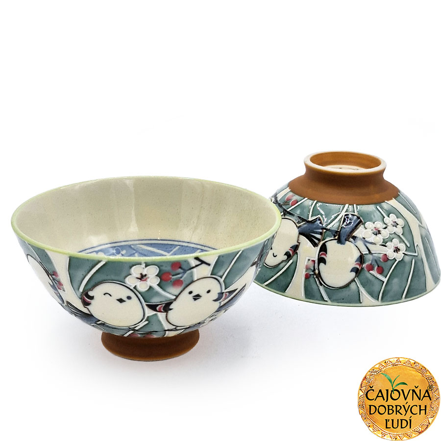 ČAJOVÁ MISKA VTÁČKY MEDZI KVETMI