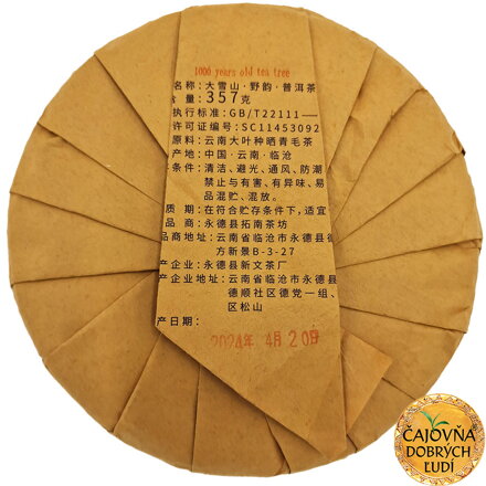 1000-ROČNÝ KRÁĽ ČAJU, DA-XUE-SHAN, SHU-CHA 357g